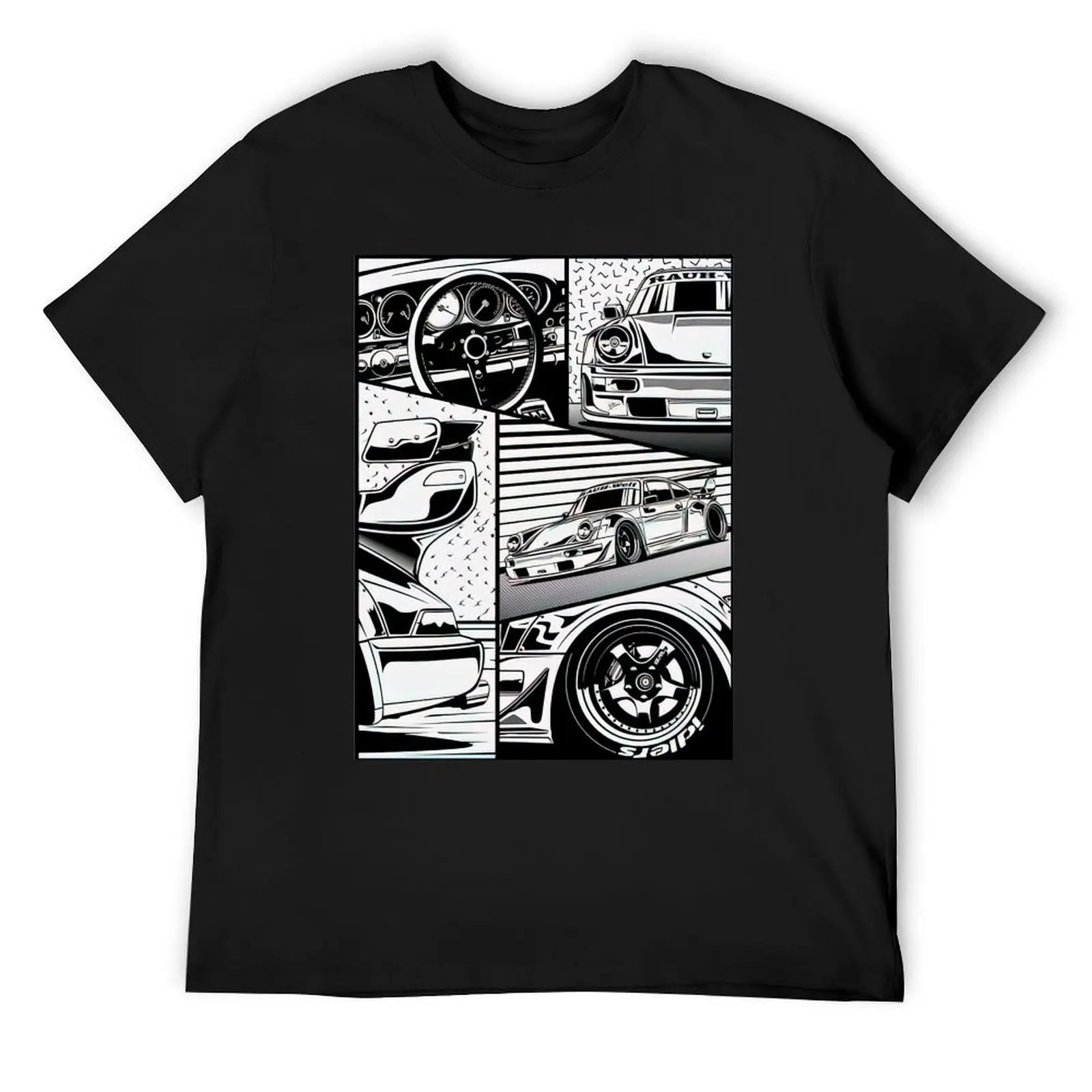 Porsche 911 Manga Design Graphic Car Shirts Black Front