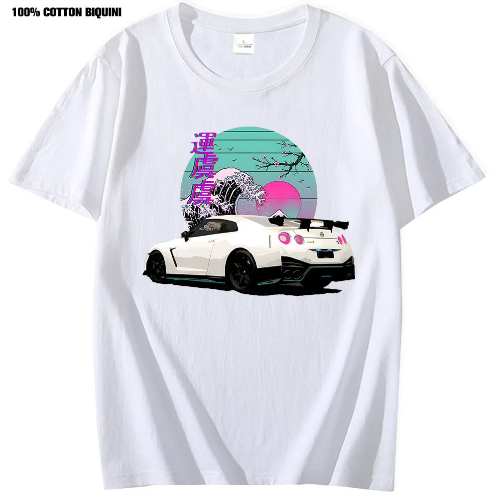 Anime Initial D R35 GTR Graphic Car Shirts White Front