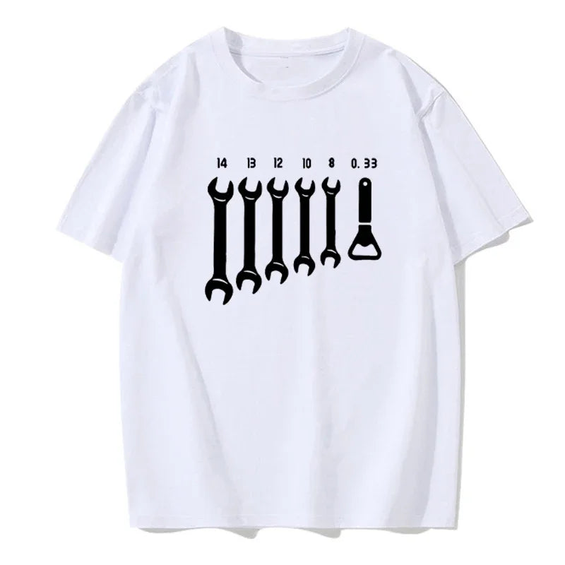 Men's Wrench Mechanic Design Car Shirts White Front