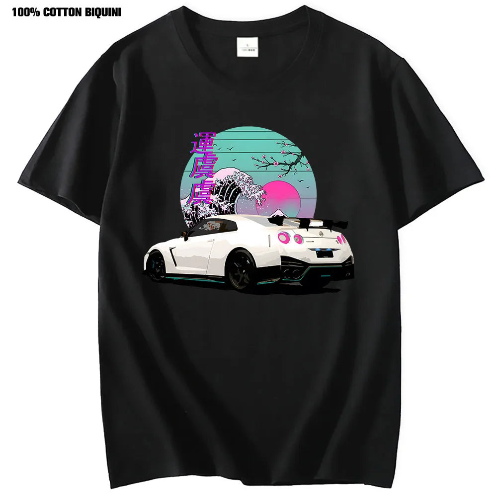 Anime Initial D R35 GTR Graphic Car Shirts Black Front