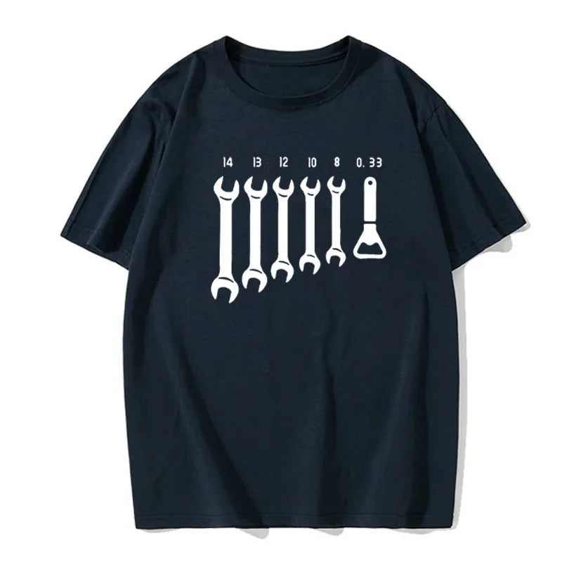 Men's Wrench Mechanic Design Car Shirts navy front