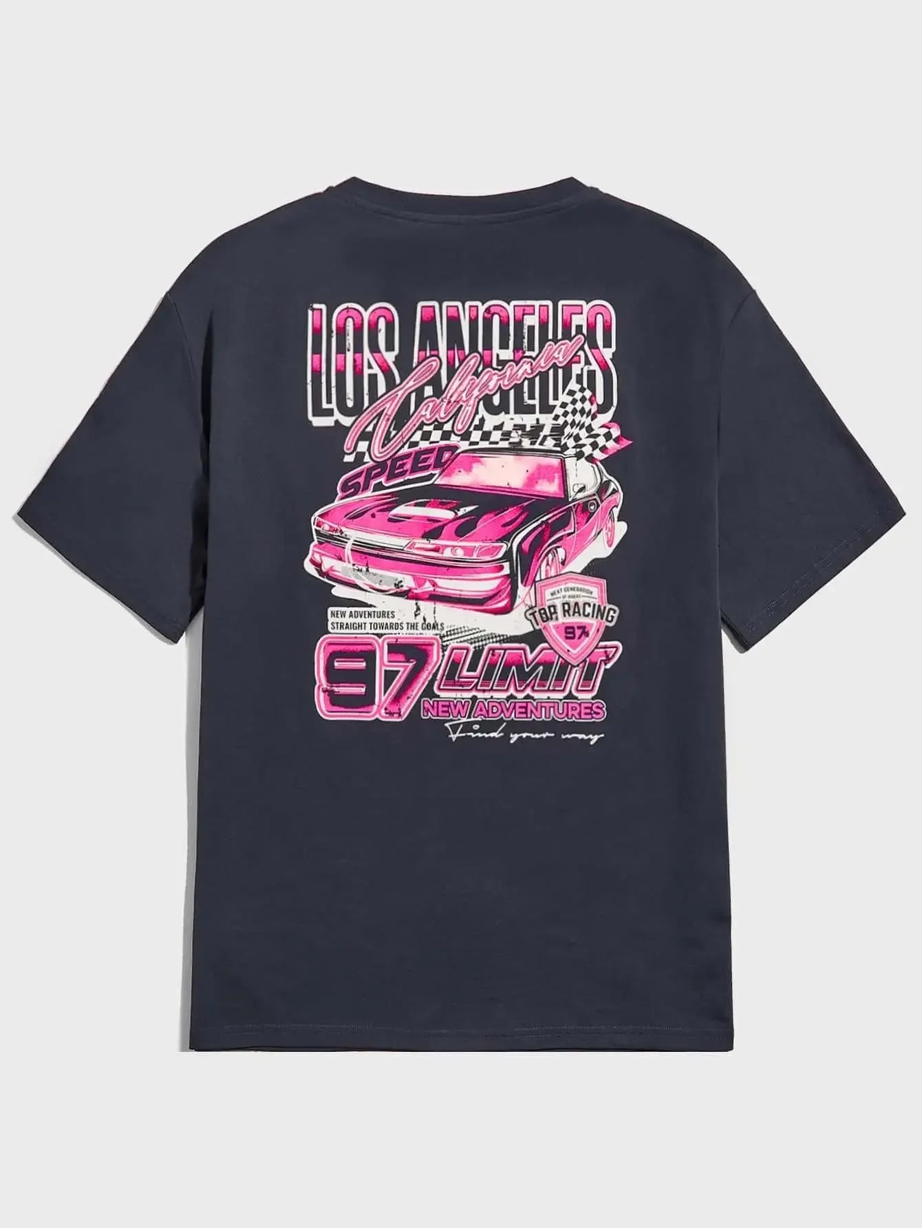 Los Angeles Racing Design Oversized Car Shirts Pink