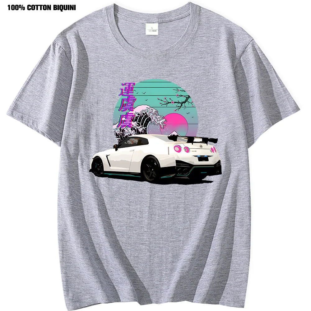 Anime Initial D R35 GTR Graphic Car Shirts Gray Front