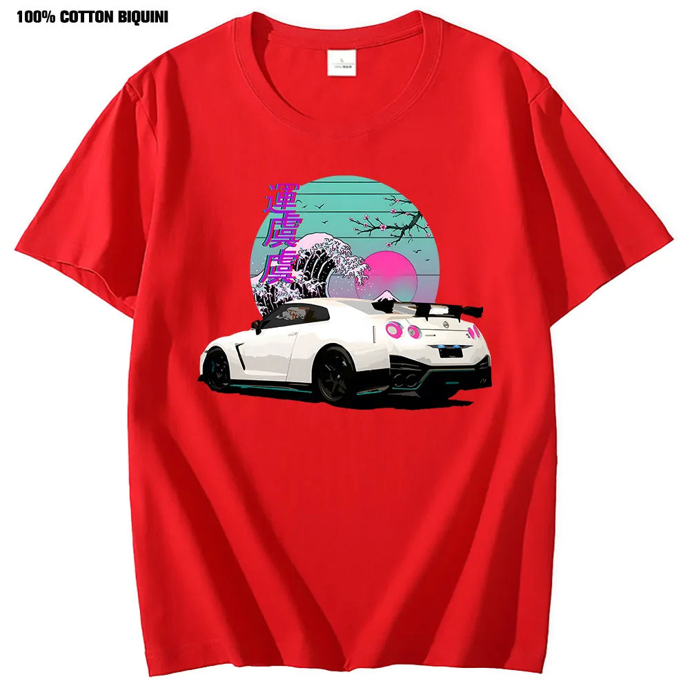 Anime Initial D R35 GTR Graphic Car Shirts Red Front