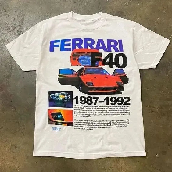 Retro Sports Car Design Car Shirts Ferrari F40 Back