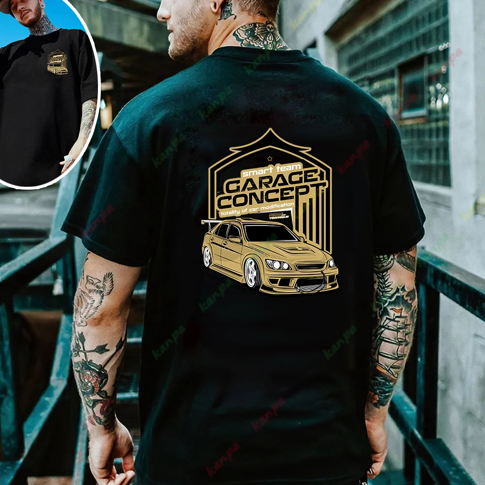 Vintage Car Print Oversized Car Shirts Garage Concept