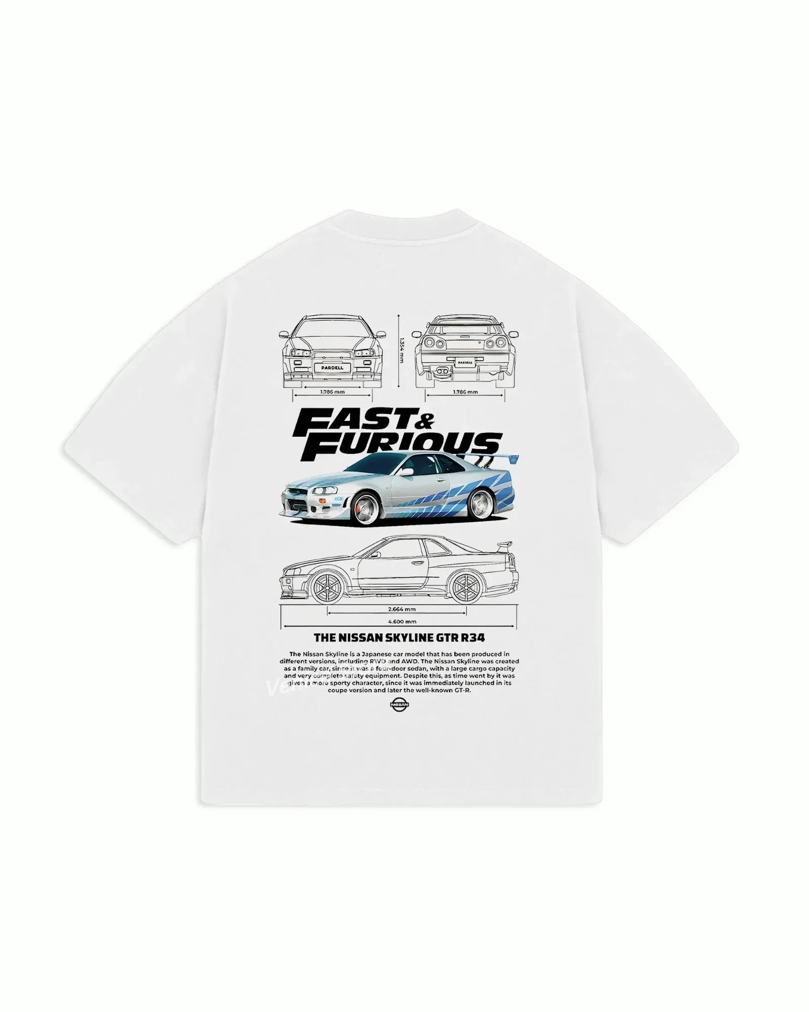 Fast and Furious design Car Shirts Brian's brians skyline gtr r34