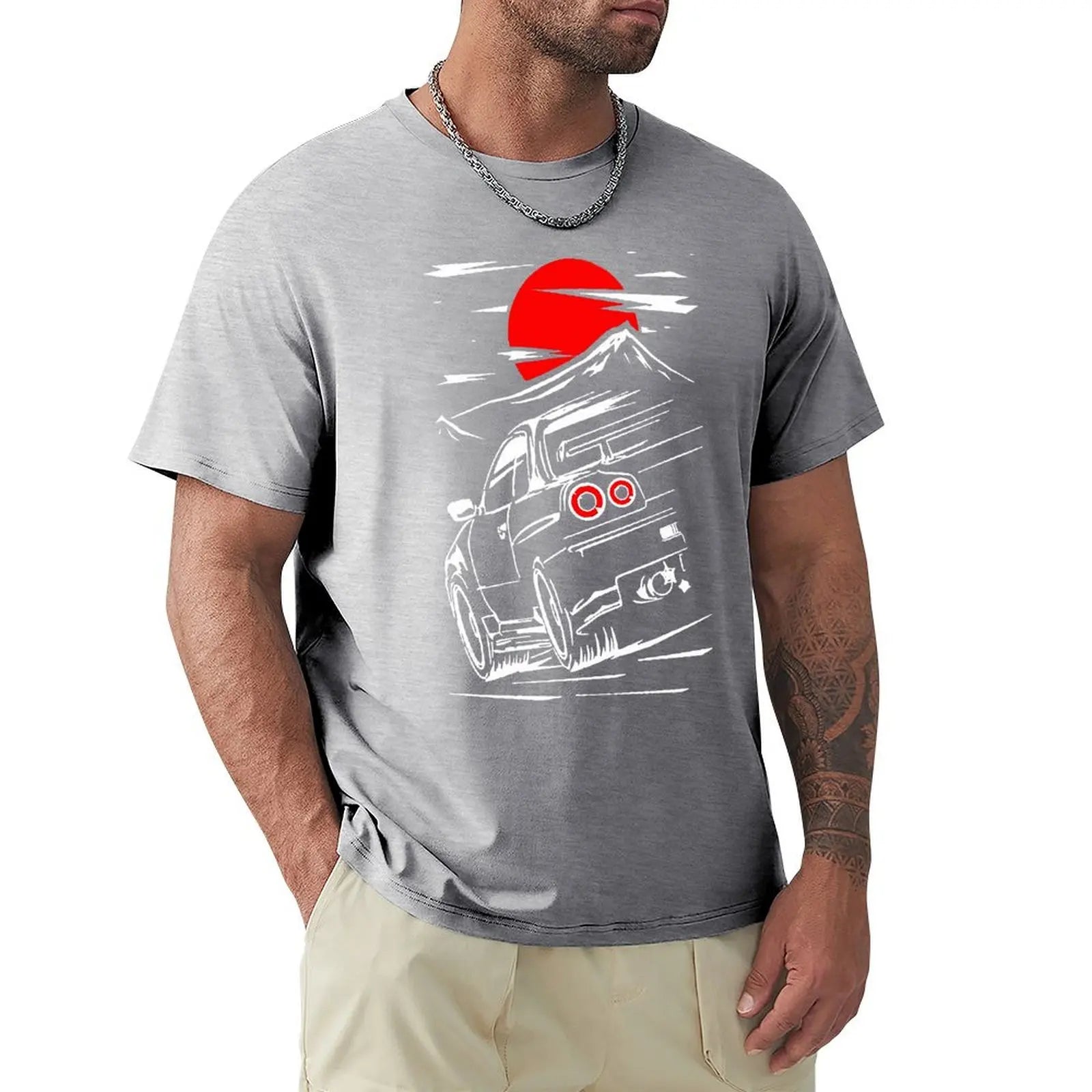 Nissan Skyline GTR R34 Design Car Shirts Light Gray