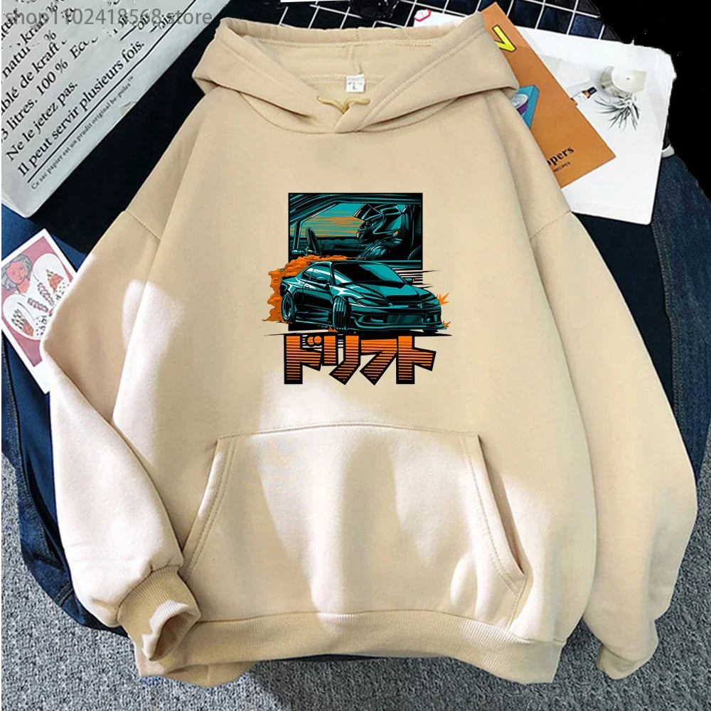 Nissan Silvia Car Hoodie Khaki Front